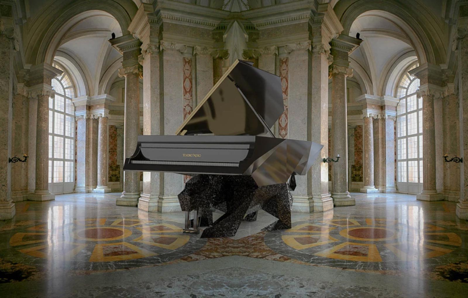 Swarovski crystal black Panther designer piano