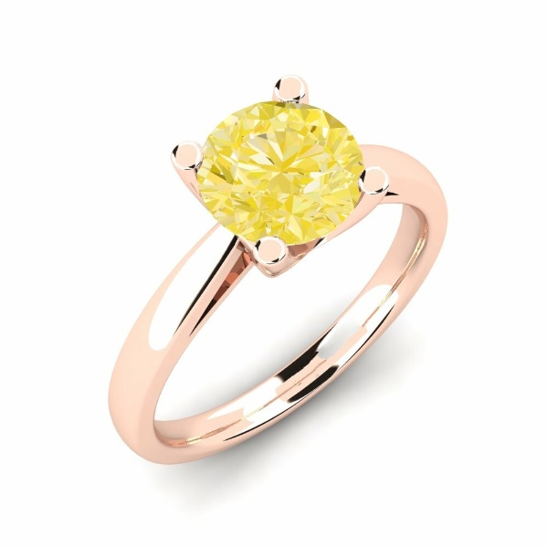 Yellow Diamond Ring 18K White Gold